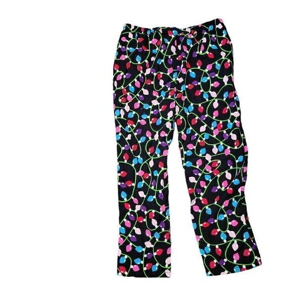 Christmas Pajamas In Ugly Xmas Sweater Style Black w Colorful Christmas Lights - Picture 4 of 6